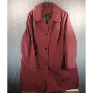 Preston & York Full‎ Length Coat Women 24W Button Wool Maroon Lined